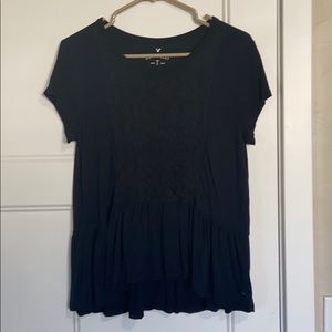 American Eagle Black Peplum Top